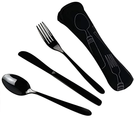Black Etched Cutlery Set